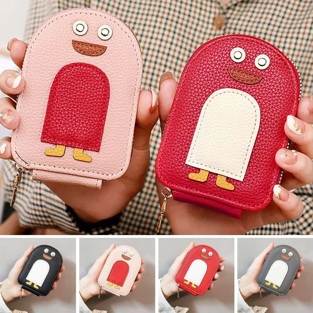 Cute Cartoon Penguin Credit Card Holder Organ Style PU Coin Purse Multi-Card Business Card Holder