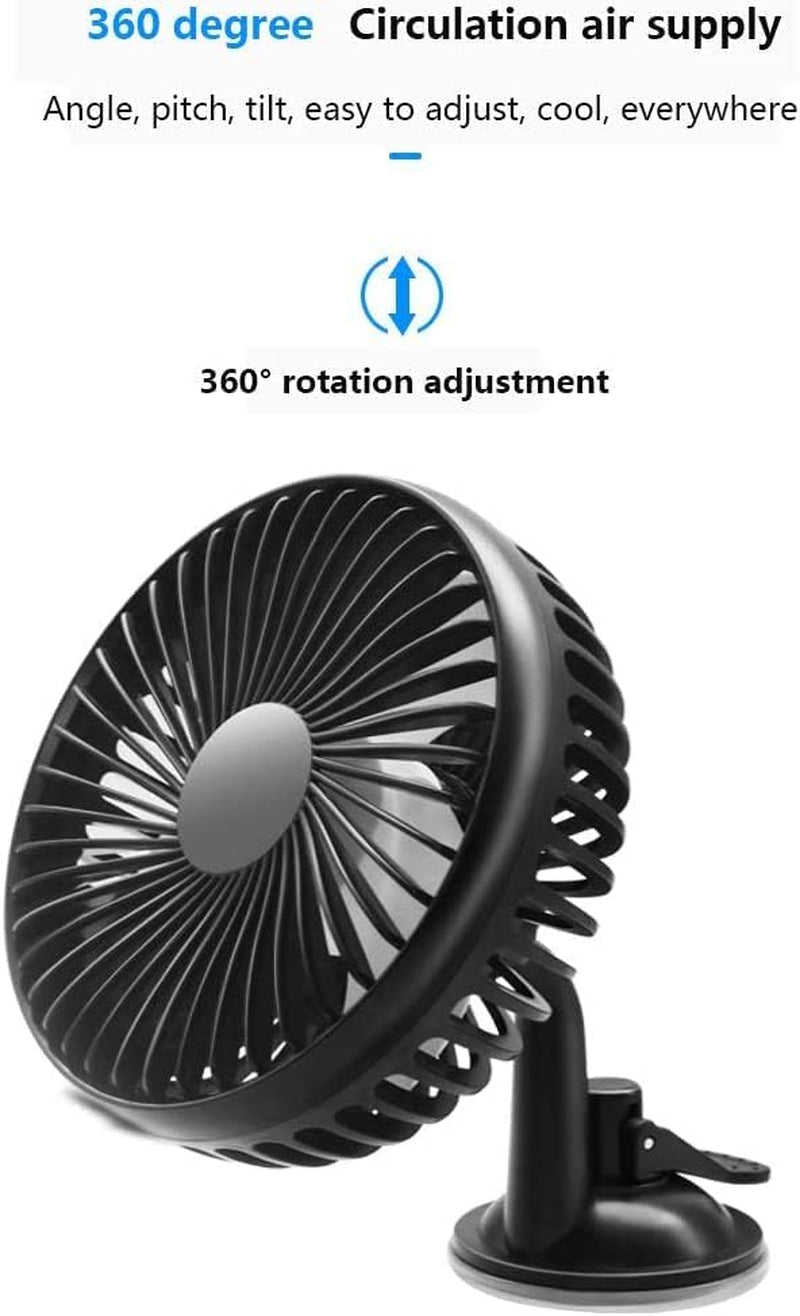 Universal 360° USB Car Fan - Adjustable Speed, Low Noise, Perfect for Vehicles & Home Use!