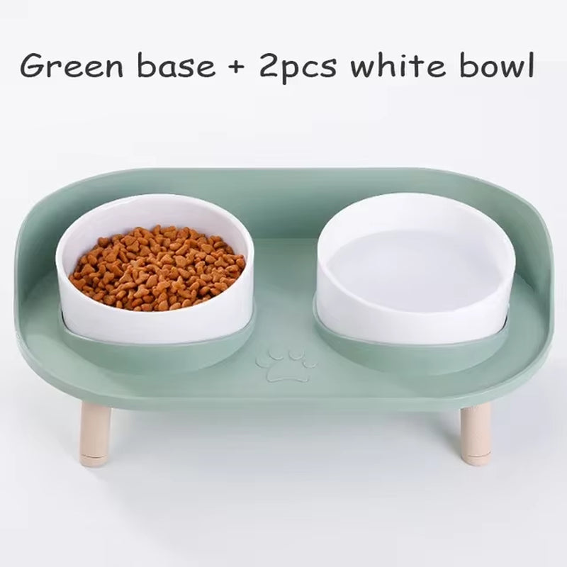 Elevated Double Bowl Pet Feeder - Adjustable Height for Cats and Dogs, Perfect for Water and Food