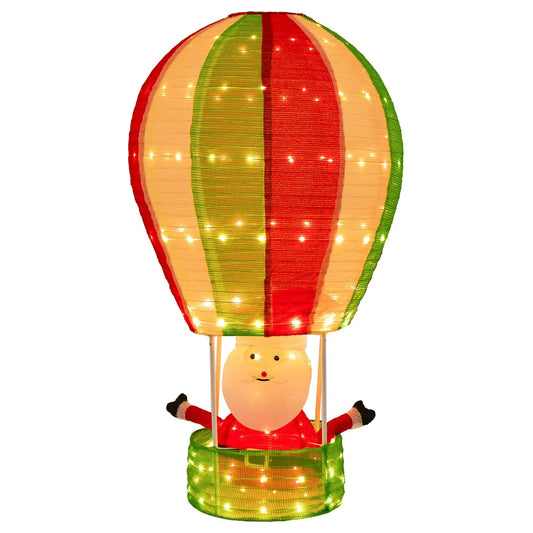 Illuminated Santa Claus in Hot Air Balloon with LED Lighting and Pop-Up Feature