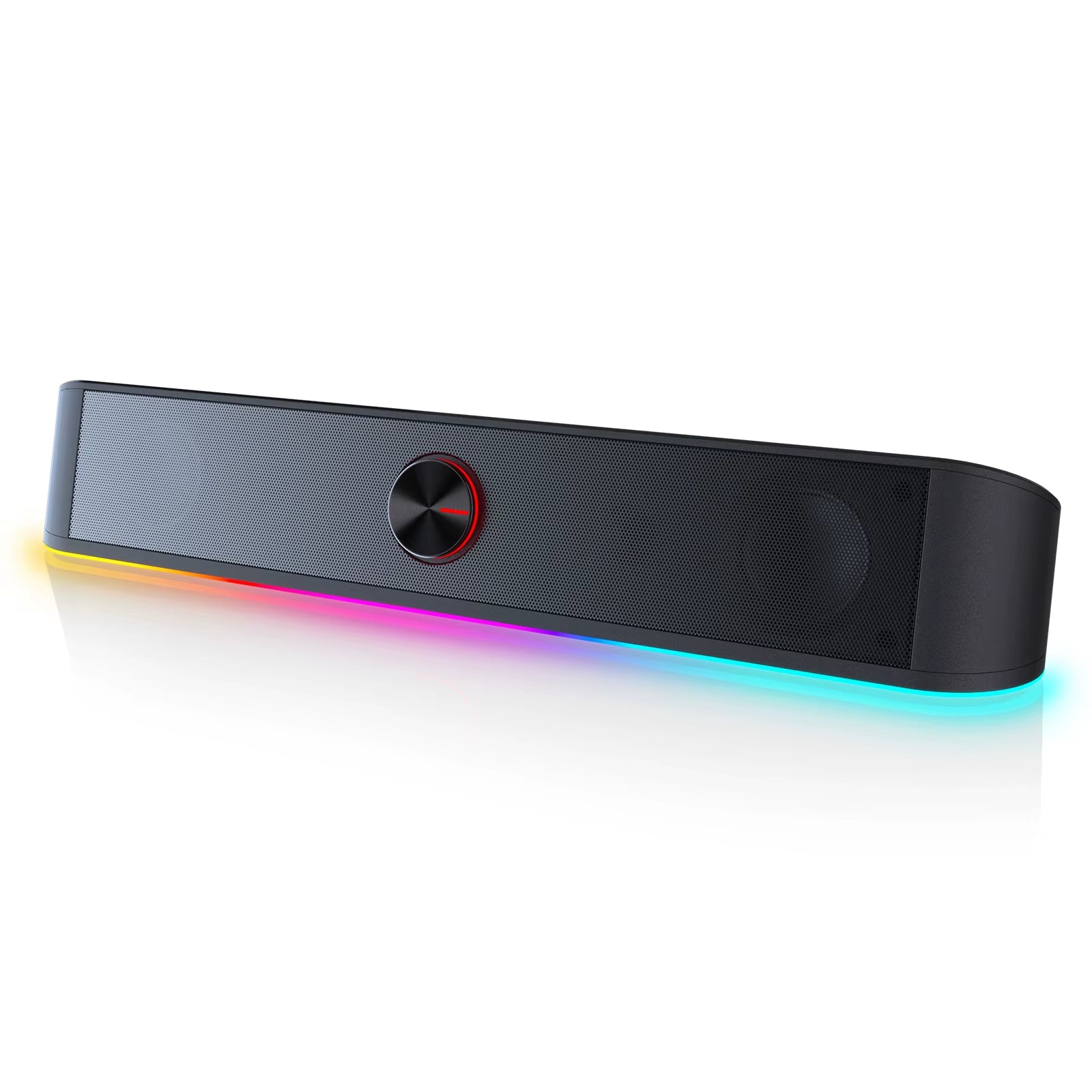 RGB USB Desktop Soundbar - 2.0 Channel Computer Speaker with Dynamic Audio-Light Sync