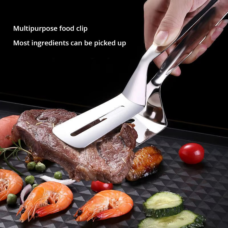 Silvery Stainless Steel Barbecue & Kitchen Tongs