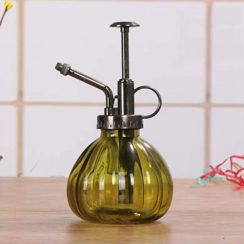 1 PC Glass Watering Can Pot Vintage Plant Mister Pressure Sprayer Retro Pumpkin Spray Bottle Imitation Bronze Sprinkler