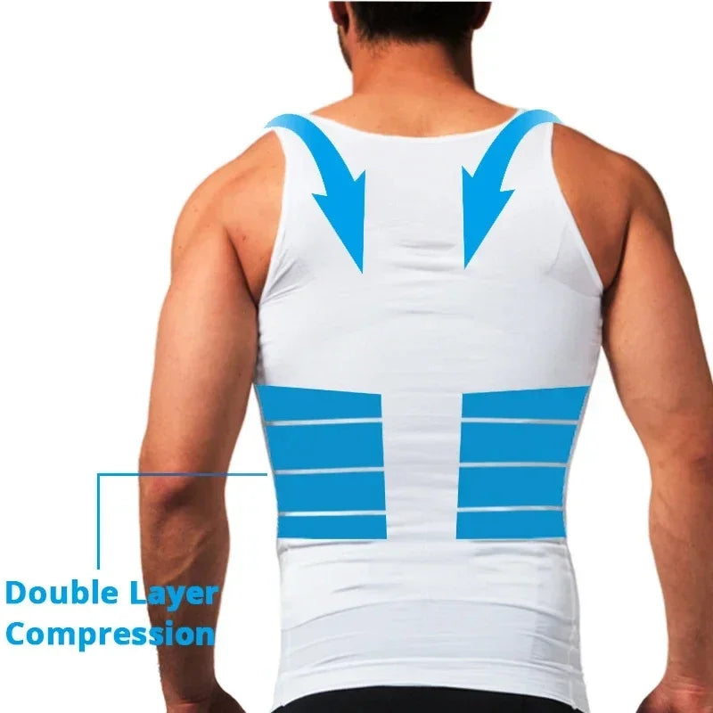 Slimming Compression Shirt for Men - Hide Gynecomastia & Moobs with Stylish Workout Tank Top