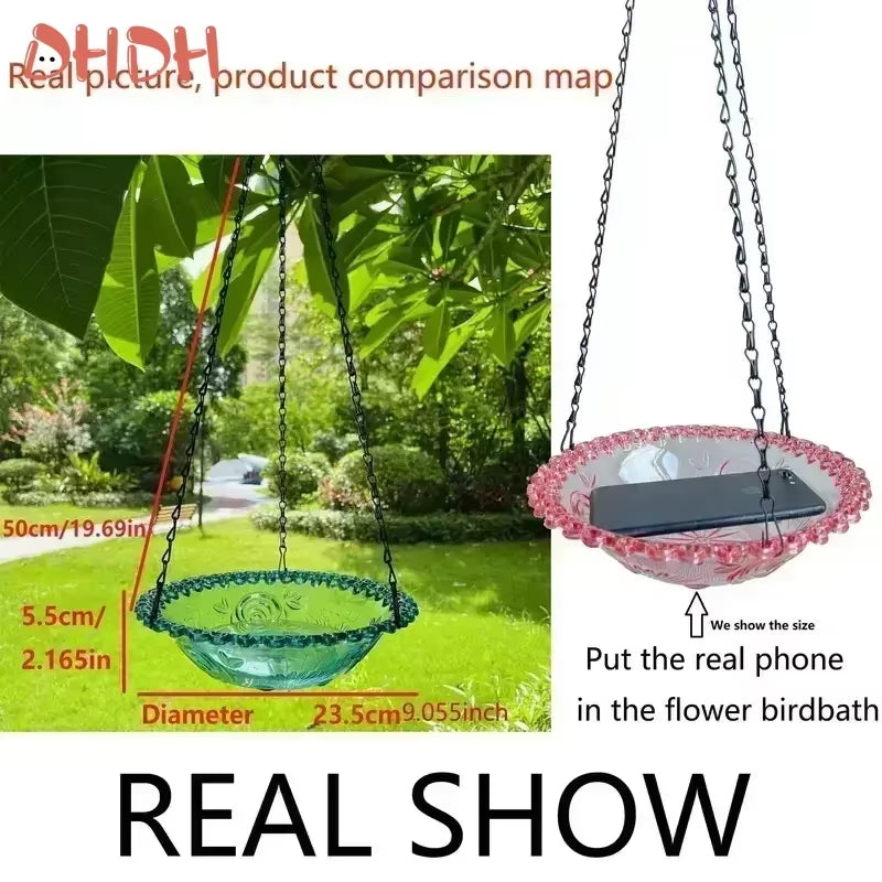 New Bird Flower Shaped Hanging Bird Feeder Birdbath for Garden Yard Farm Supplies Hummingbird Feeder Supplies Birdbath Bird Bath