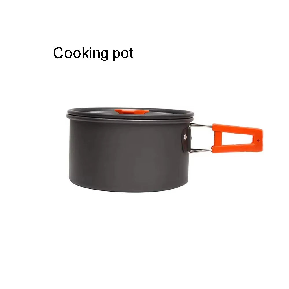 1Pcs/1Set Camping Cookware Kit Outdoor Cooking Set Aluminum Equipment Outdoor Pot Travel Tableware Kitchen Hiking Picnic BBQ