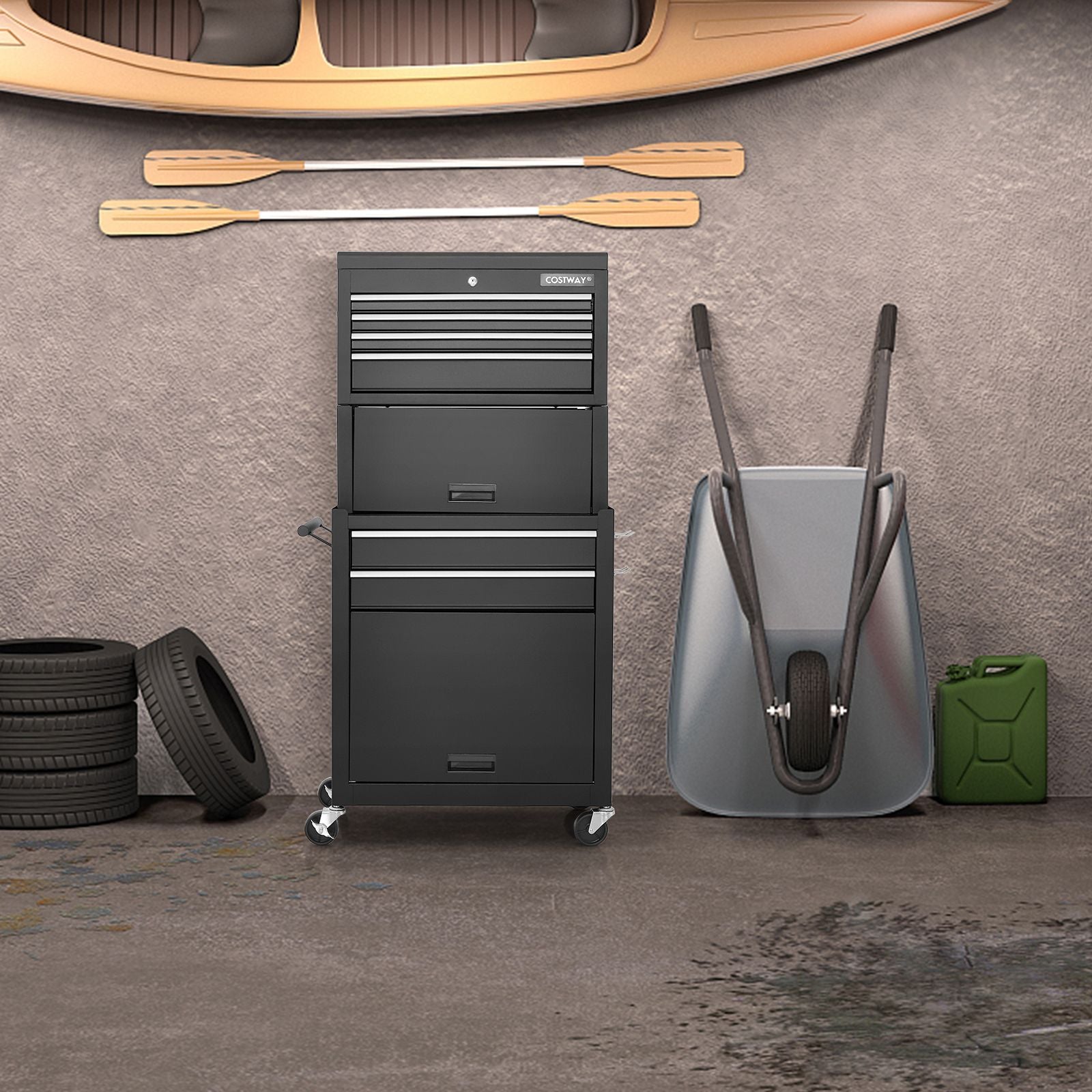 Premium Lockable Tool Storage Cabinet with Handle, Drawers, Wheels & EVA Liner for Ultimate Organization