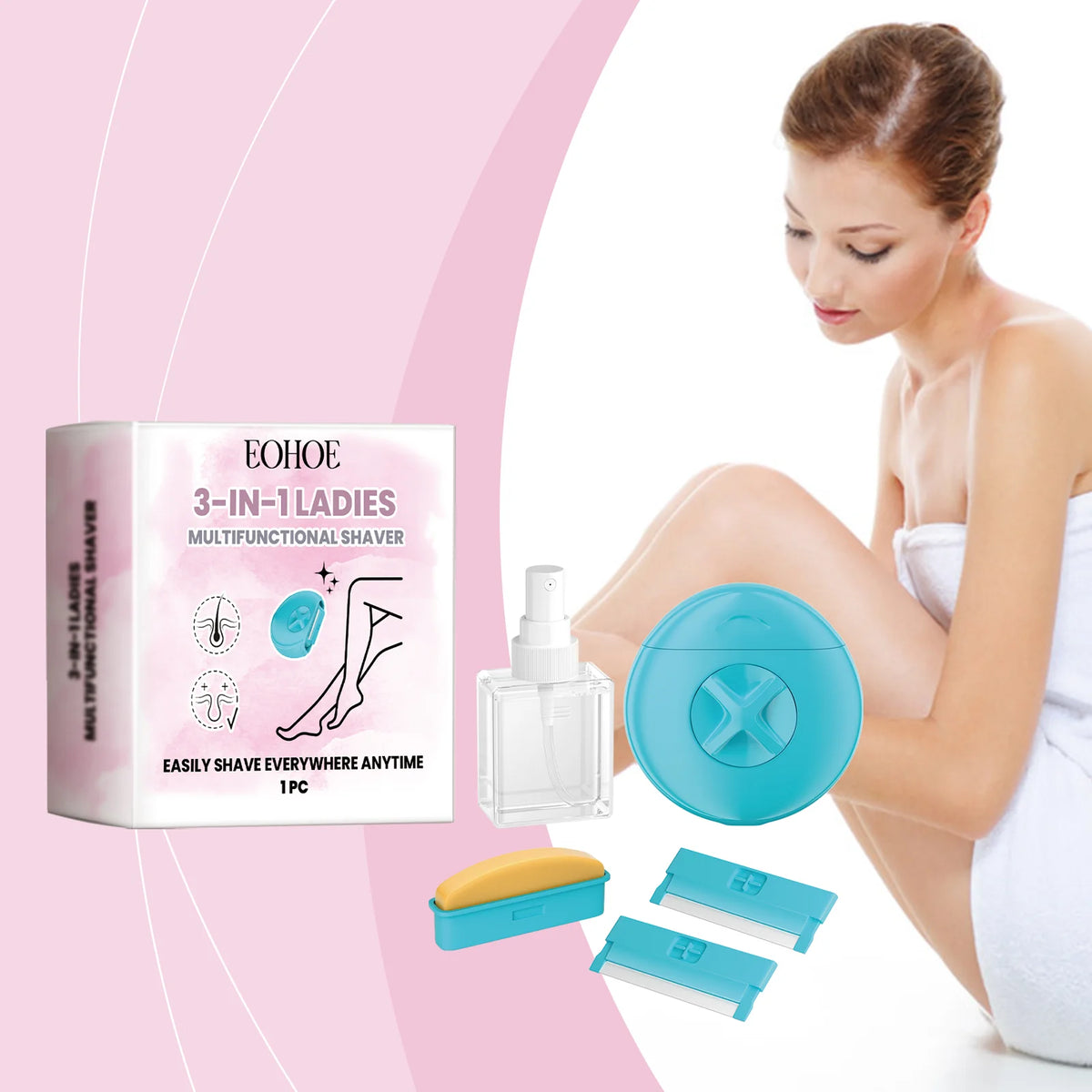 3-in-1 Women's Shaving Razor: Portable Multifunctional Shaver with Moisturizing Soap and Spray Bottle for Travel-Friendly Body Hair Removal on Legs and Arms