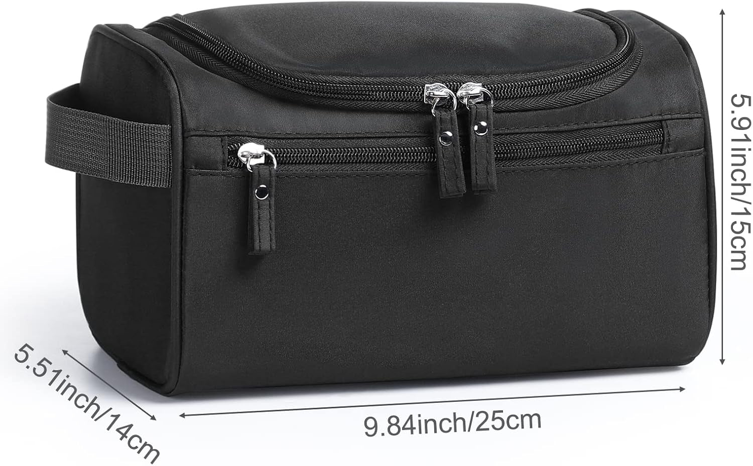Waterproof Hanging Toiletry Bag for Travel - Unisex Makeup Organizer (Black)
