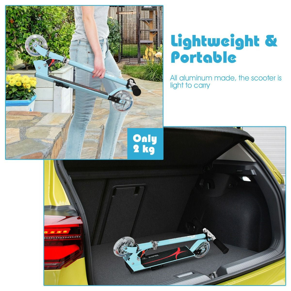 Kids Aluminum Folding Stunt Scooter with LED Wheels