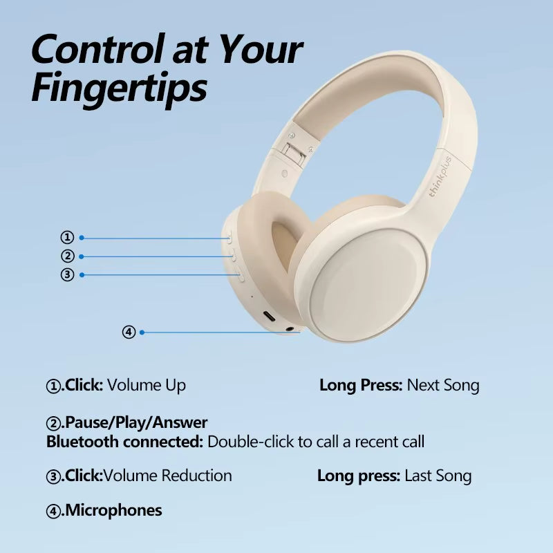 TH30 Wireless Headphones Bluetooth 5.3 Earphones Foldable Gaming Headset Sport Headphone with Mic Music Earbuds 250Mah