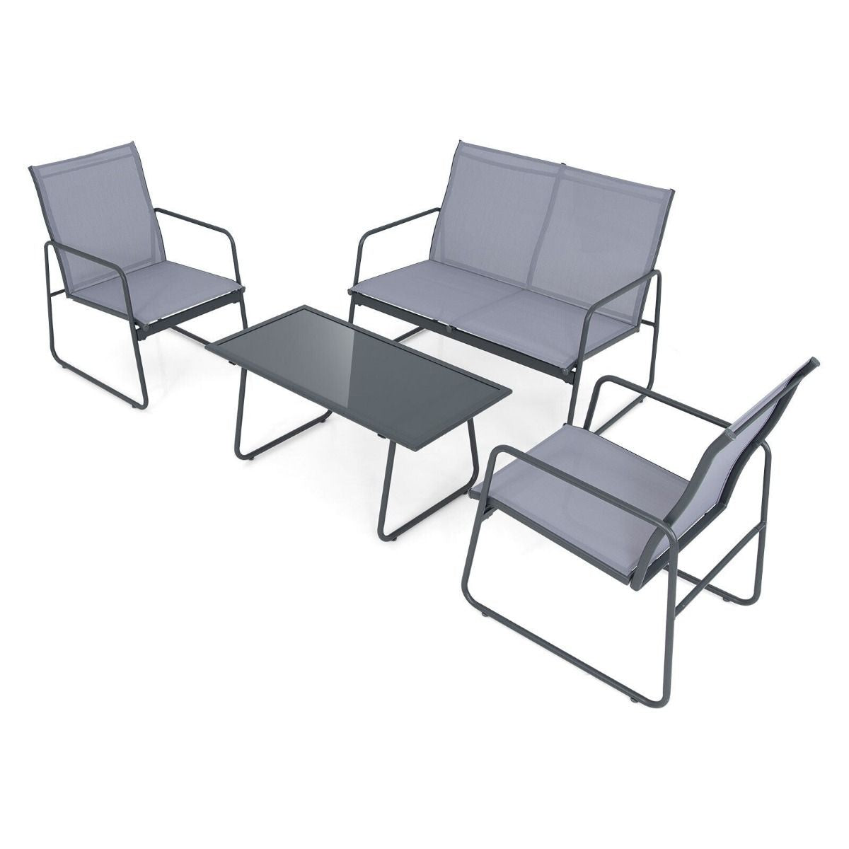 4-Piece Outdoor Bistro Furniture Set Featuring Loveseat, Coffee Table, and Two Chairs