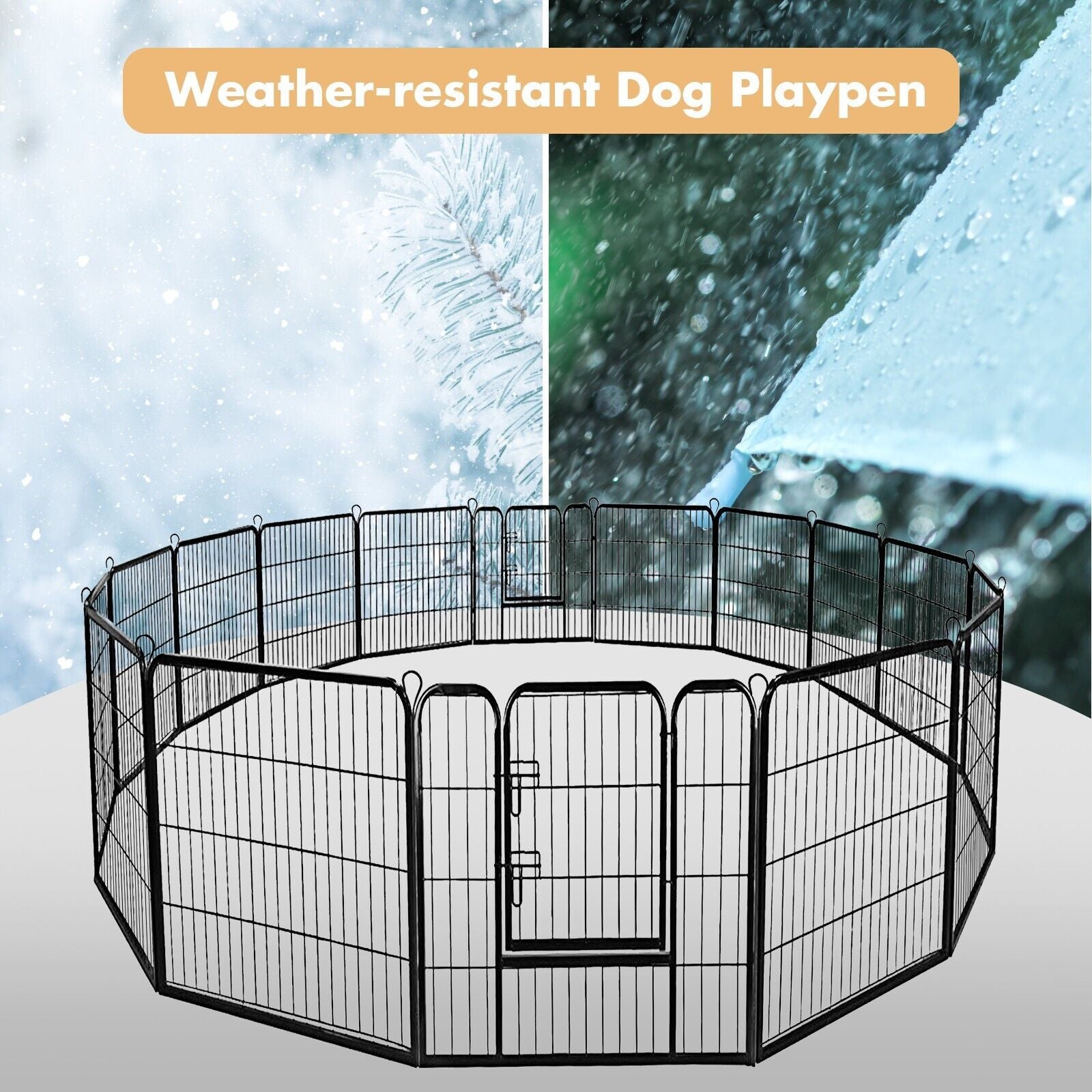 120 cm Durable Rust-Resistant 8-Panel Pet Playpen with Secure Lockable Gate - Perfect for Safe Playtime!