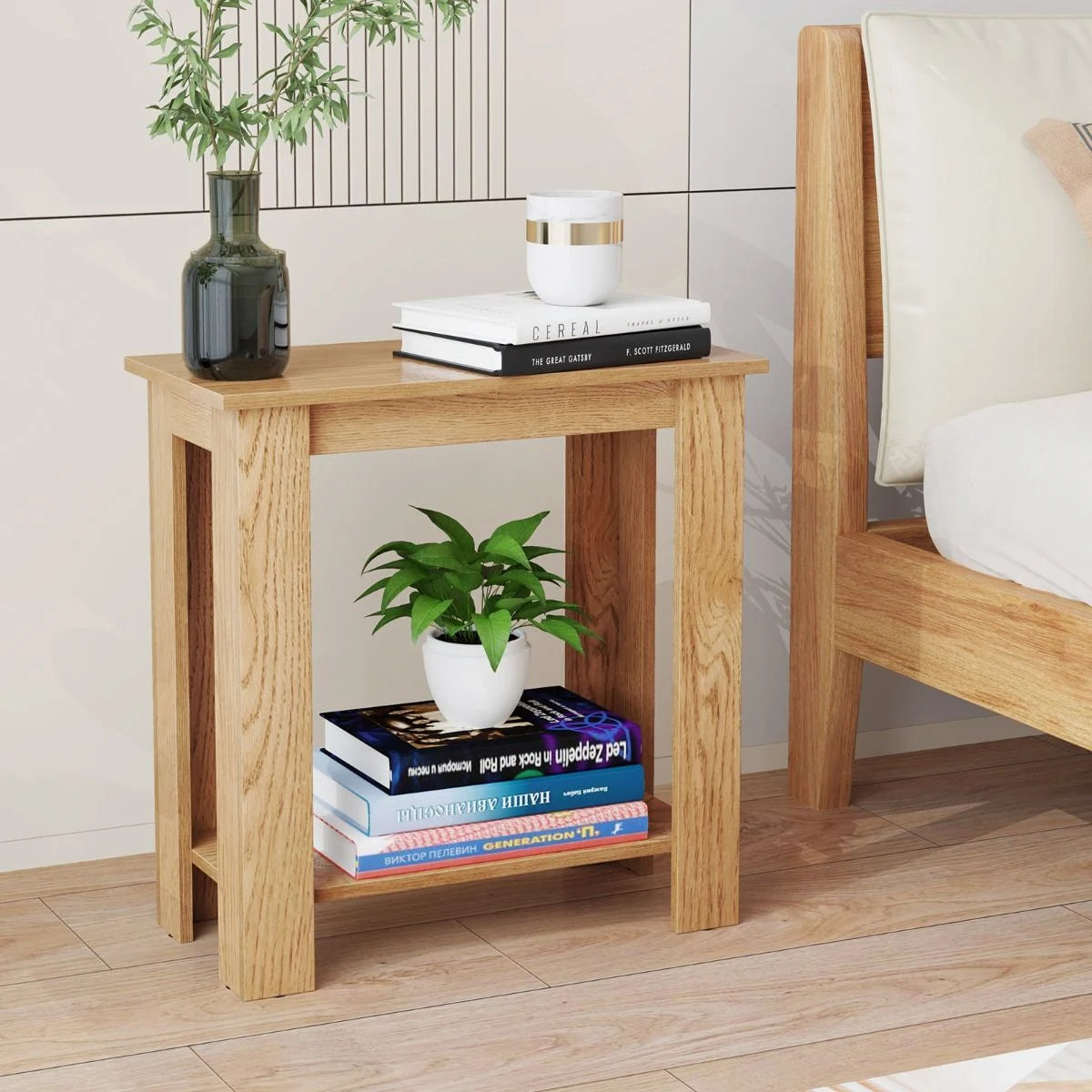 Stylish 2-Tier End Table with Storage Shelf for Small Spaces