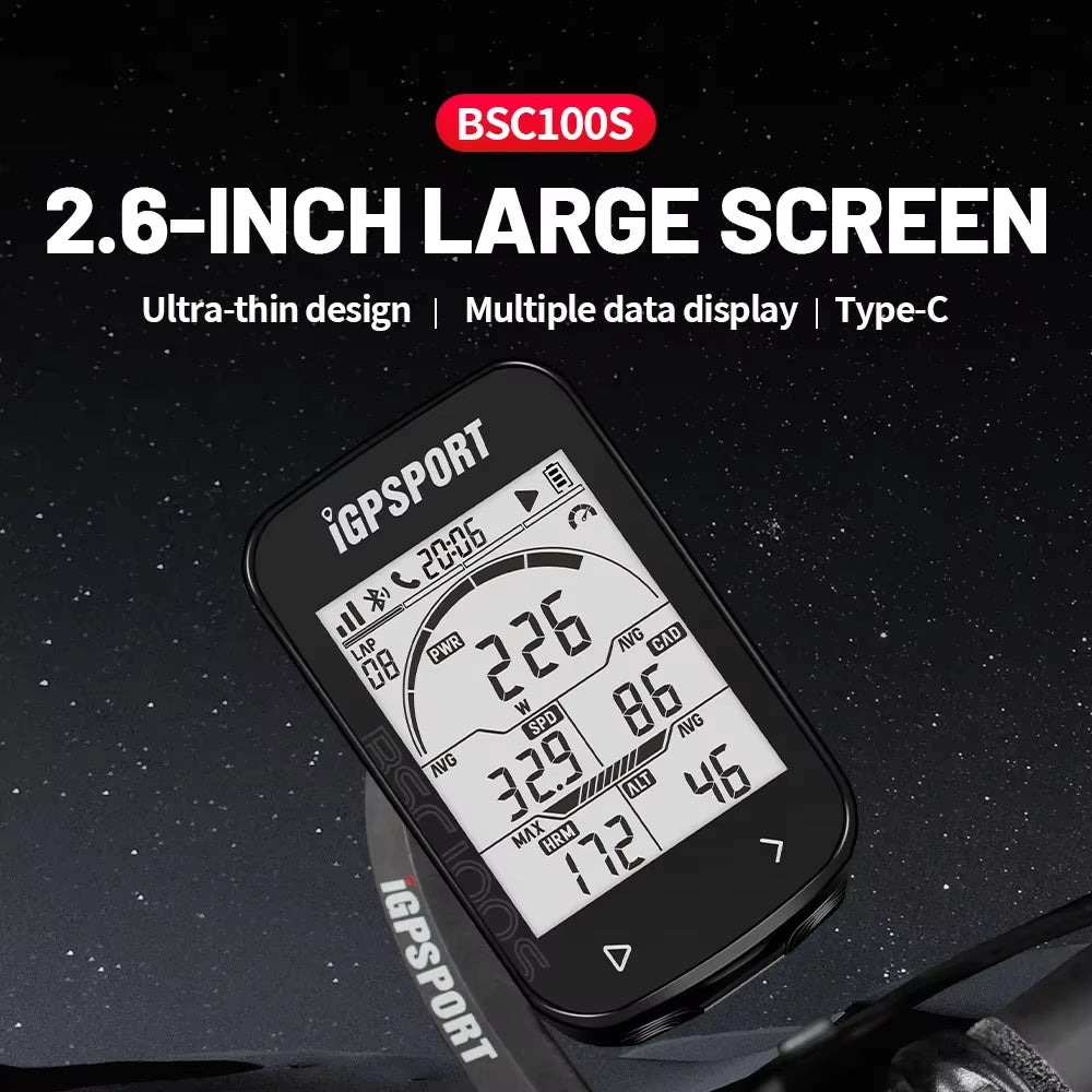 BSC100S Wireless GPS Bike Computer - Digital Speedometer & Odometer for Cyclists