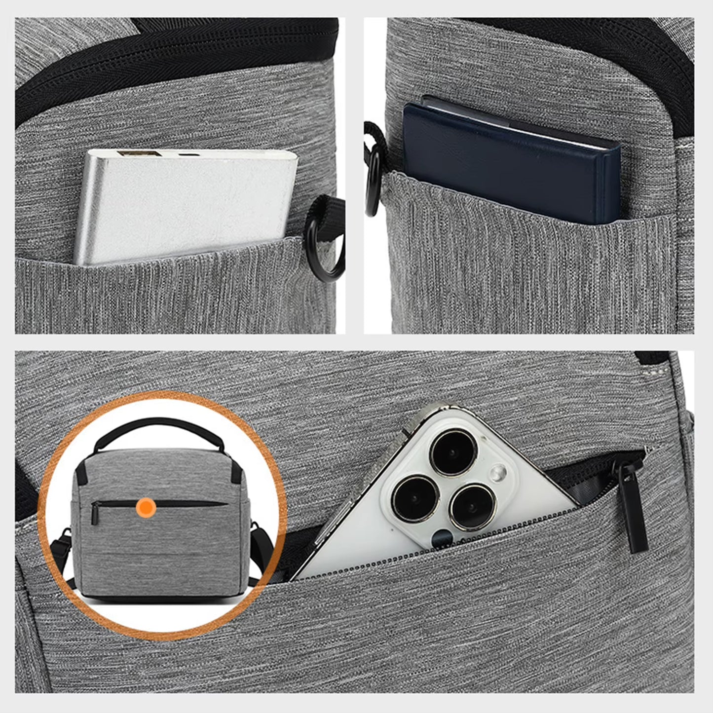 Stylish Cuboid DSLR Camera Shoulder Bag - Portable Polyester Case for 1 Camera, 2 Lenses & Accessories