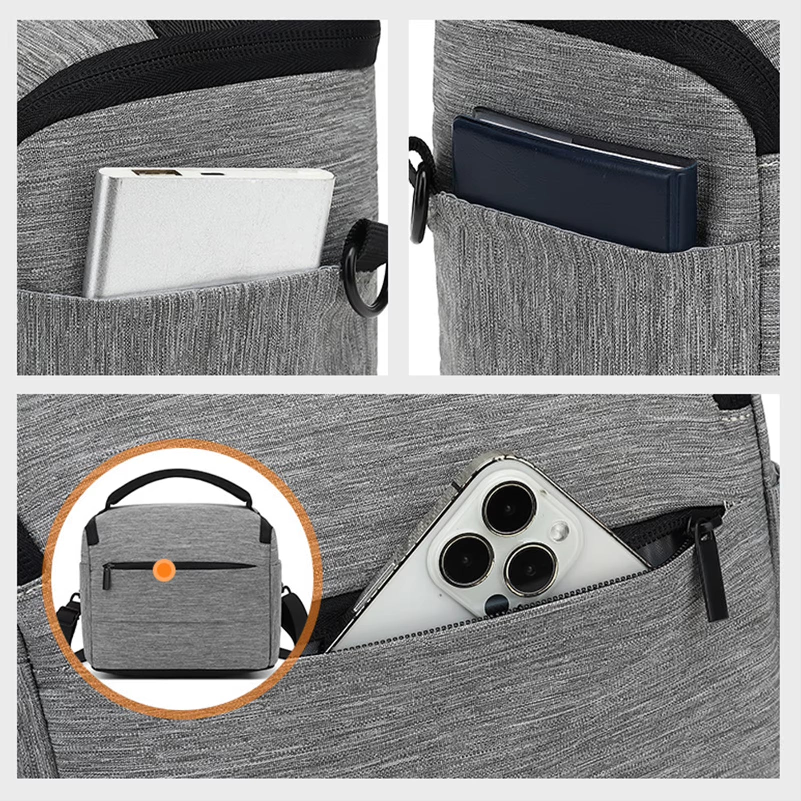 Stylish Cuboid DSLR Camera Shoulder Bag - Portable Polyester Case for 1 Camera, 2 Lenses & Accessories