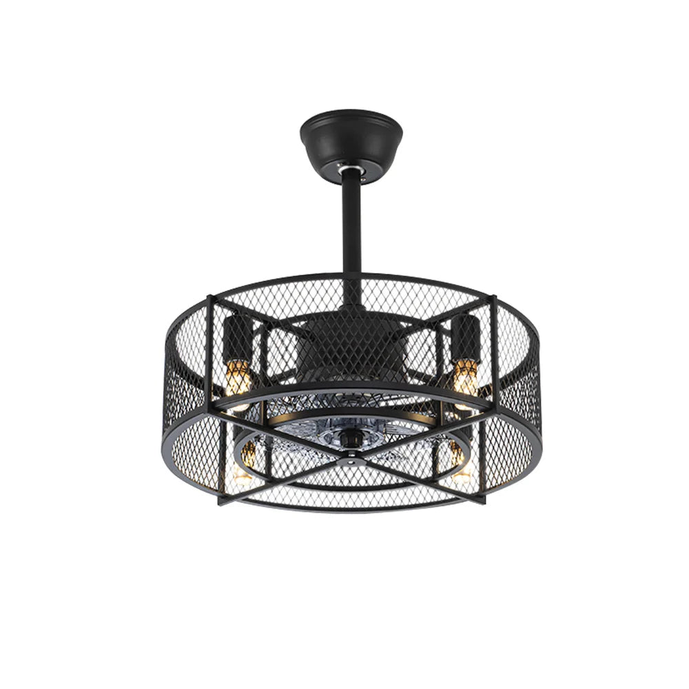 Sleek Black Industrial style Ceiling Fan with Integrated Lighting