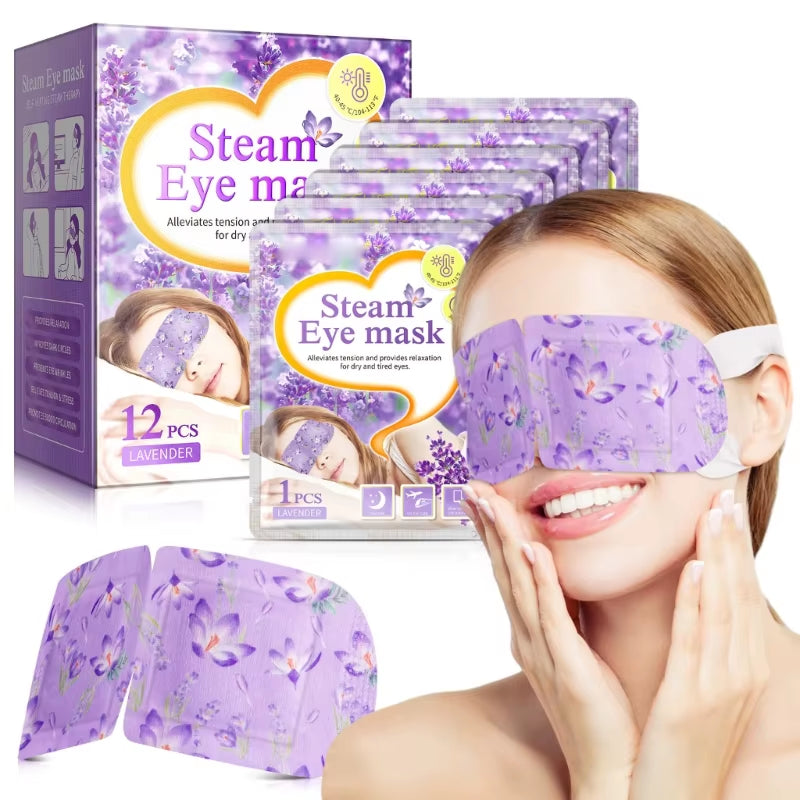 Relax and Rejuvenate: 12 Disposable Self-Heating Lavender Eye Masks for Daily Moisturizing and Sleep Comfort