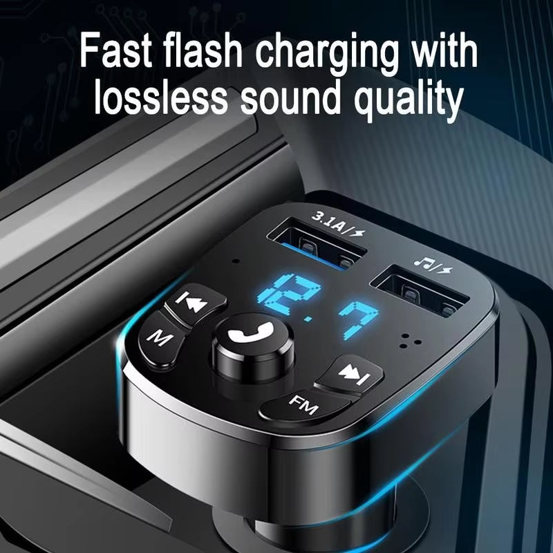 Revolutionary Car Bluetooth 5.0 FM Transmitter & Dual USB Fast Charger - MP3 Receiver with 3.1A Charging Power!