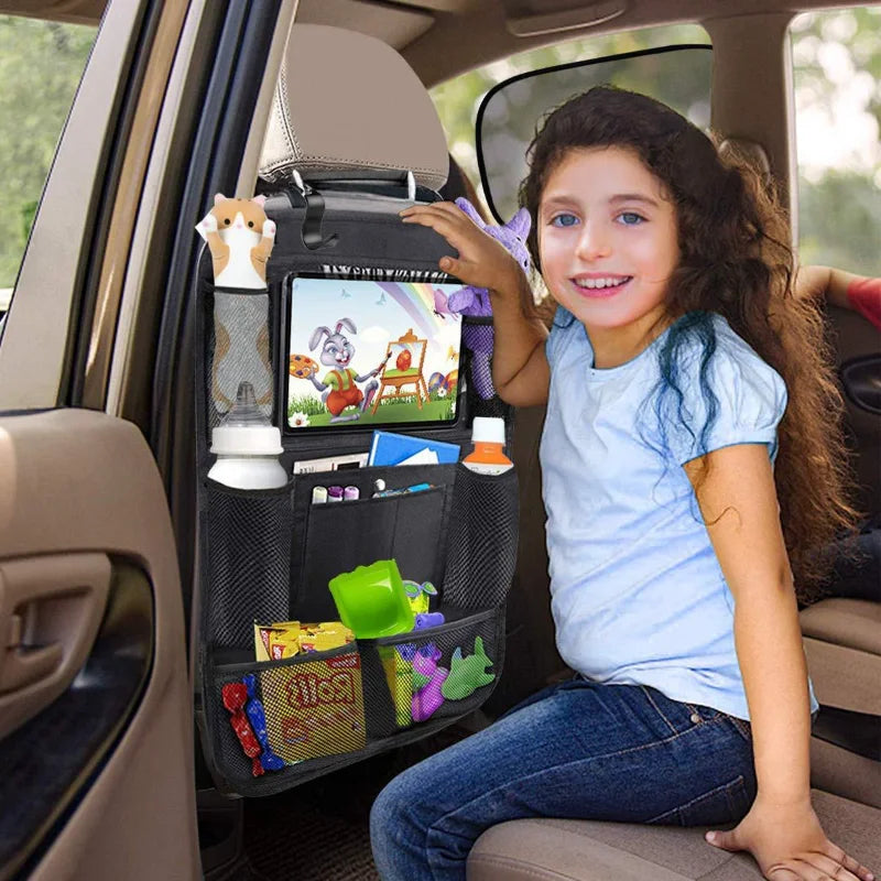 Ultimate Car Back Seat Organizer with Touch Screen Tablet Holder - Perfect Travel Companion!