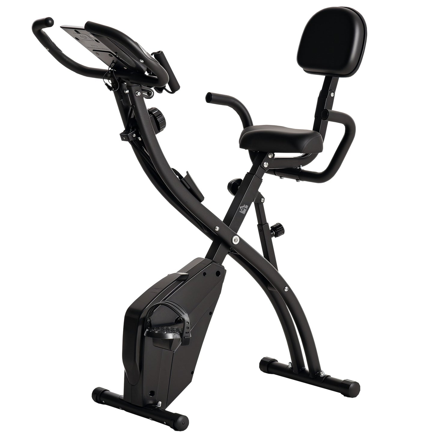 2-In-1 Folding Exercise Bike Upright Cycling Machine with Resistant Band Black