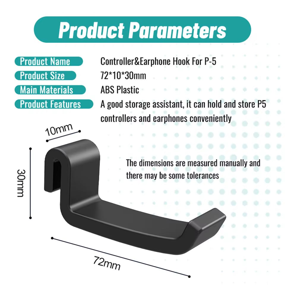 P512 Wall-Mounted Headphone Hanger - Gaming Headset Stand for PS5 & Console Accessories