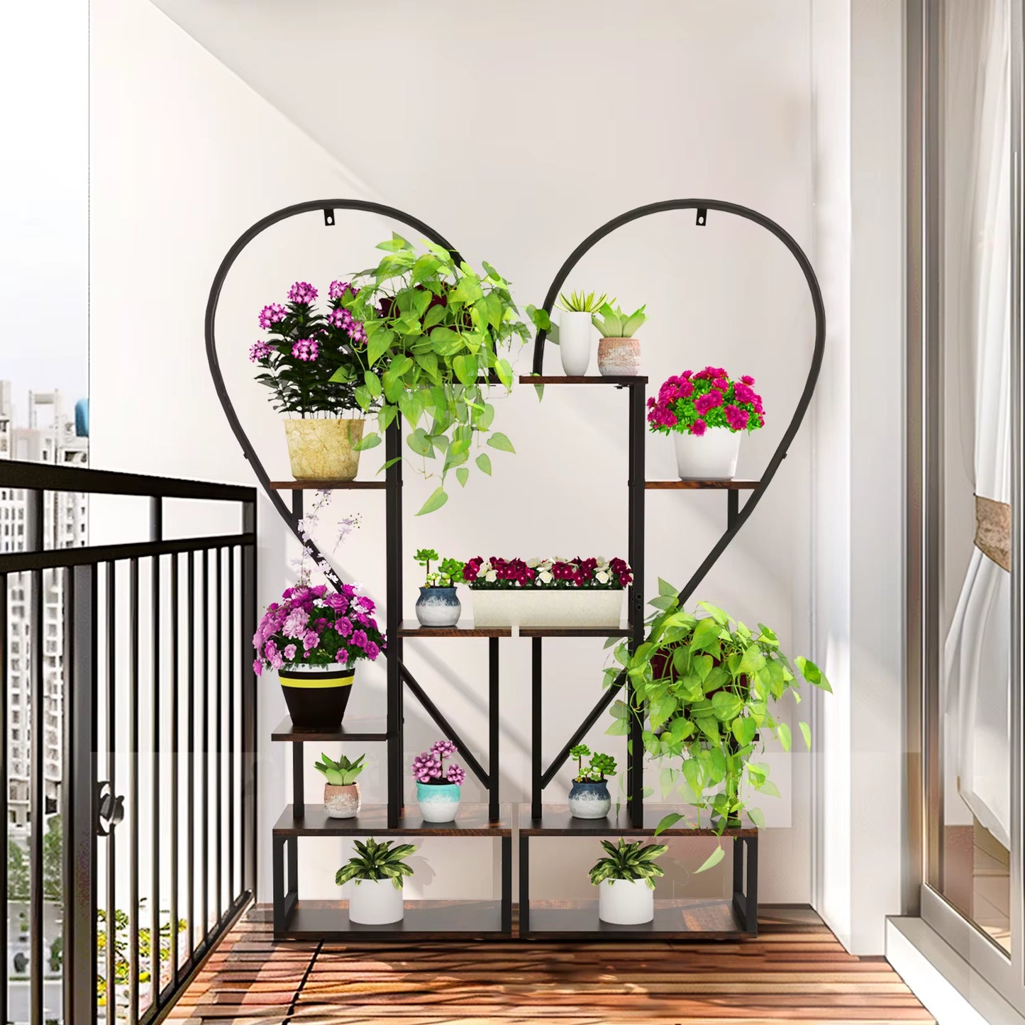 Heart Shaped Ladder Plant Stands for Indoor Plants - 6 Tier - Metal