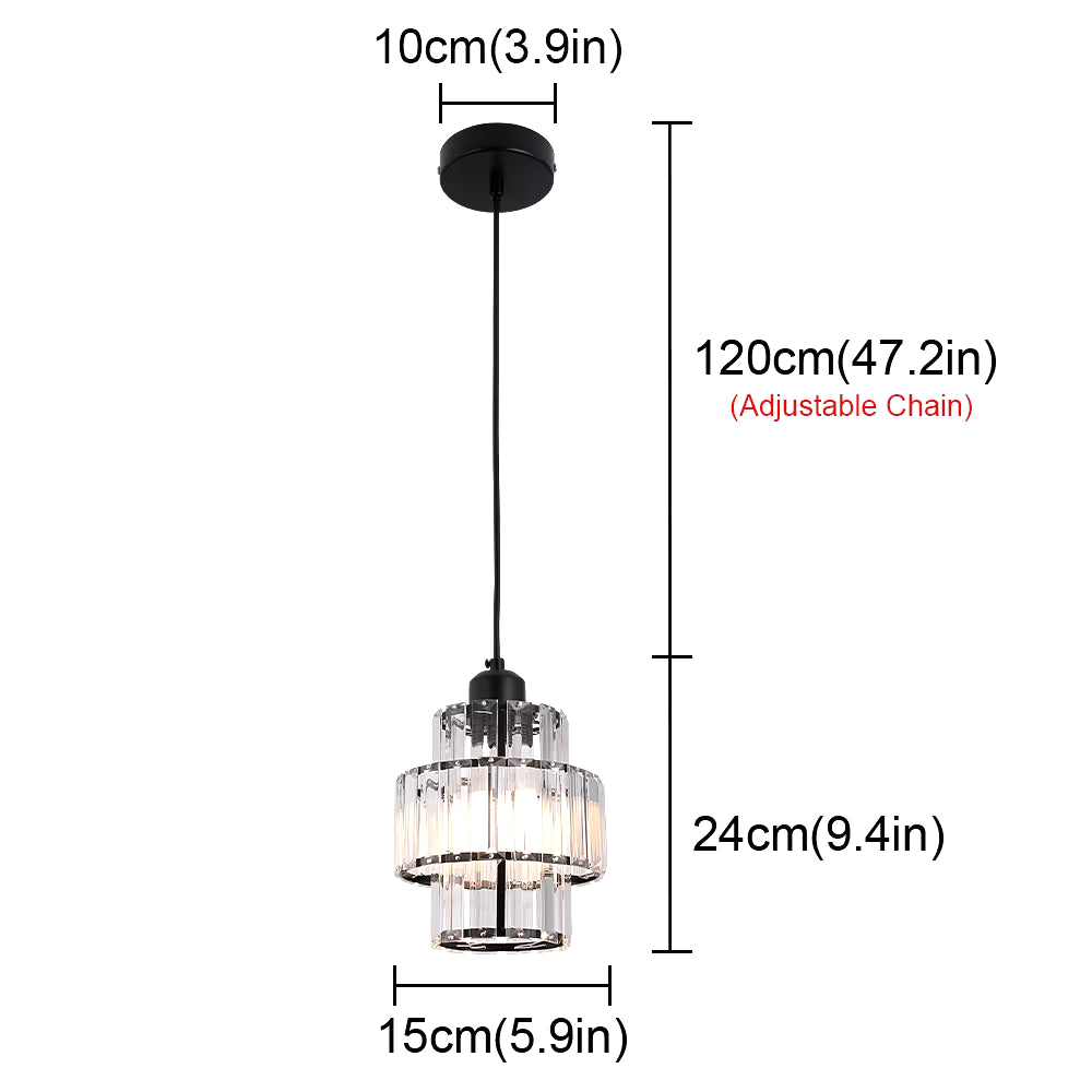Elegant Gold & Black Crystal Mini Pendant Light - Adjustable Modern Luxury Fixture for Dining Room & Bathroom