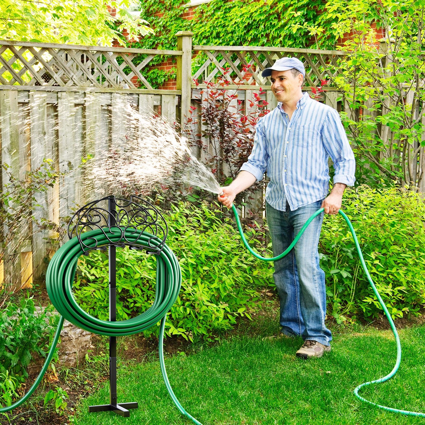 Outdoor Garden Hose Holder for Lawn and Landscape Use