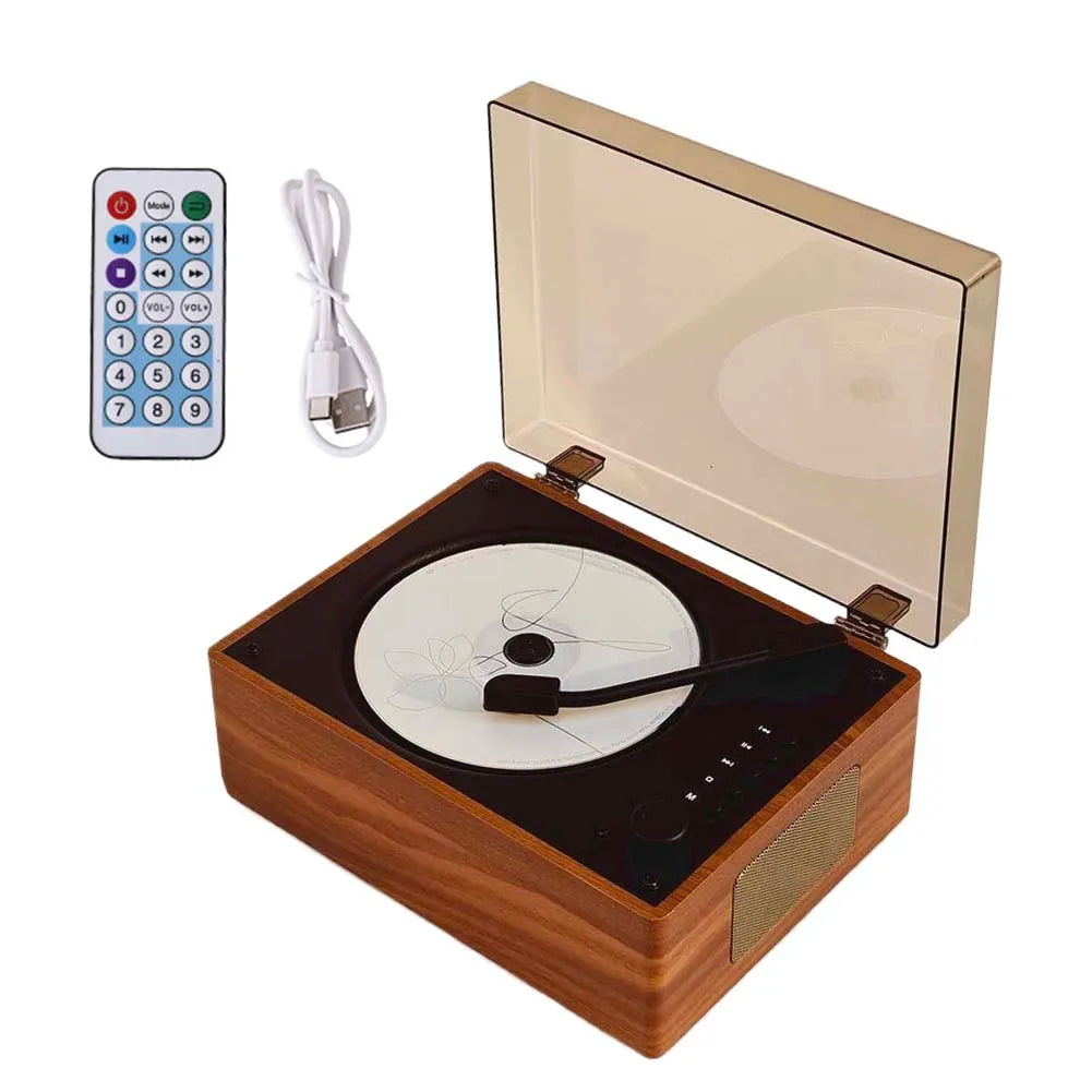 Versatile Home Music Player - Rechargeable CD Player with Bluetooth 5.0, Remote Control, USB & AUX Support - Perfect for Desktop Decor
