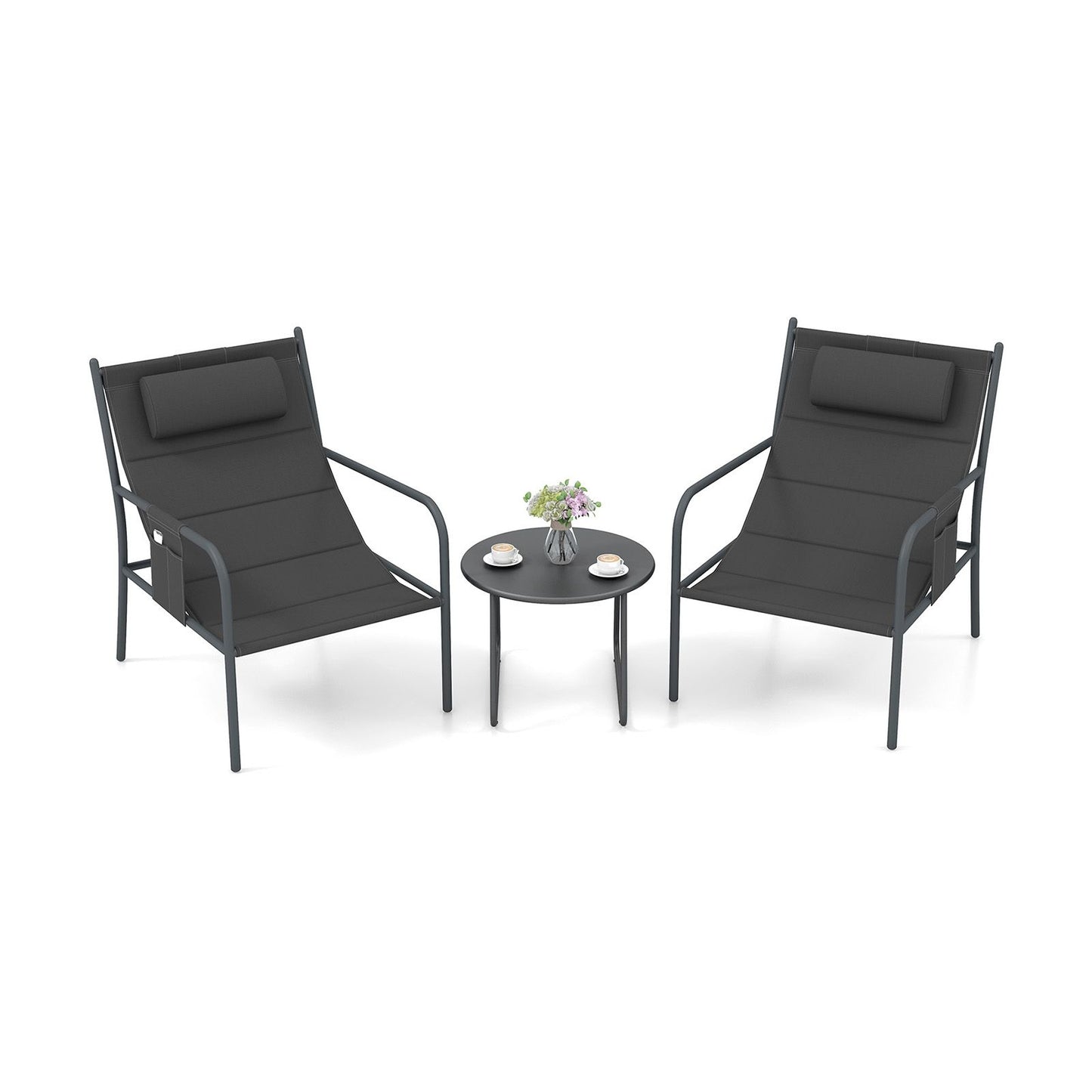 3-Piece Outdoor Bistro Set with Chairs and Coffee Table