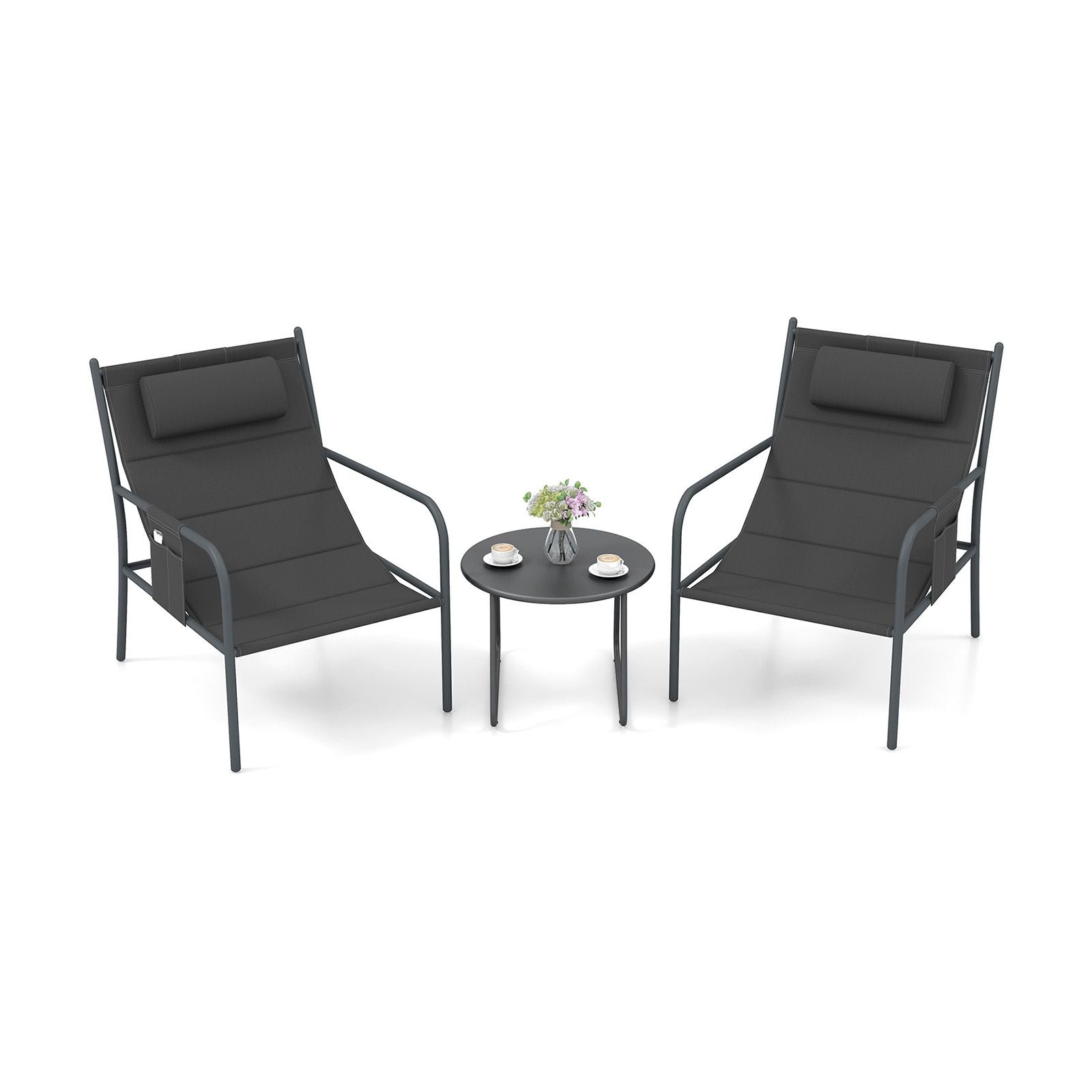 3-Piece Outdoor Bistro Set with Chairs and Coffee Table