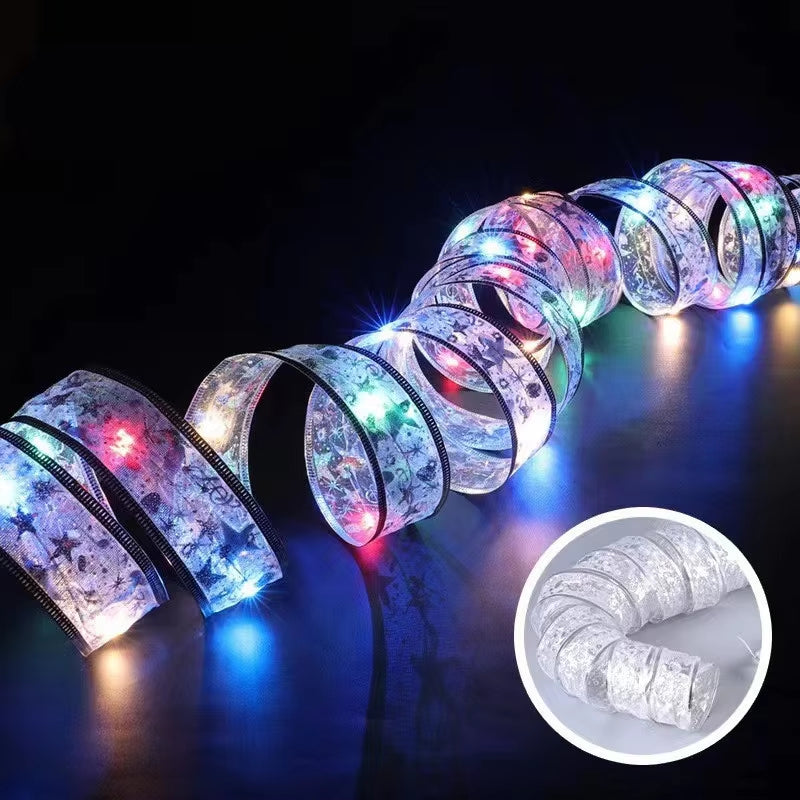 Enchanting LED Ribbon Fairy Lights for Christmas Tree Ornaments - Perfect for Home Decor 2024 & DIY Bows - Celebrate Navidad & New Year 2025!