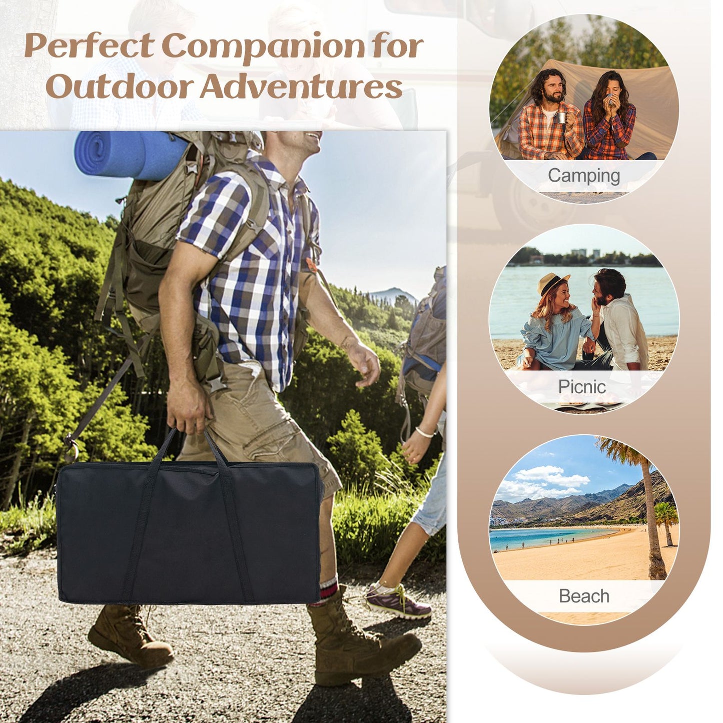 Foldable Picnic Table with Expandable Design and Wood-Grain Finish for Outdoor Activities