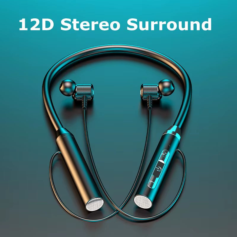 Premium Bluetooth 5.0 Wireless Neckband Headphones - HiFi 9D Stereo Sports Earbuds with Waterproof Design and Magnetic Connection