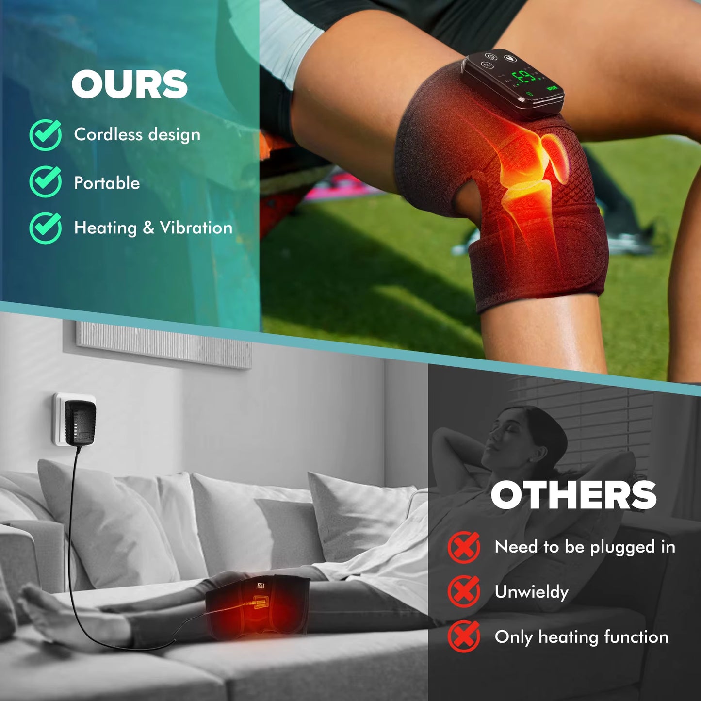 Ultimate Knee Heating Massager - Soothing Hot Compress & Vibration Therapy for Joint Relief, Elbow & Shoulder Support, Perfect for Arthritis Pain Relief