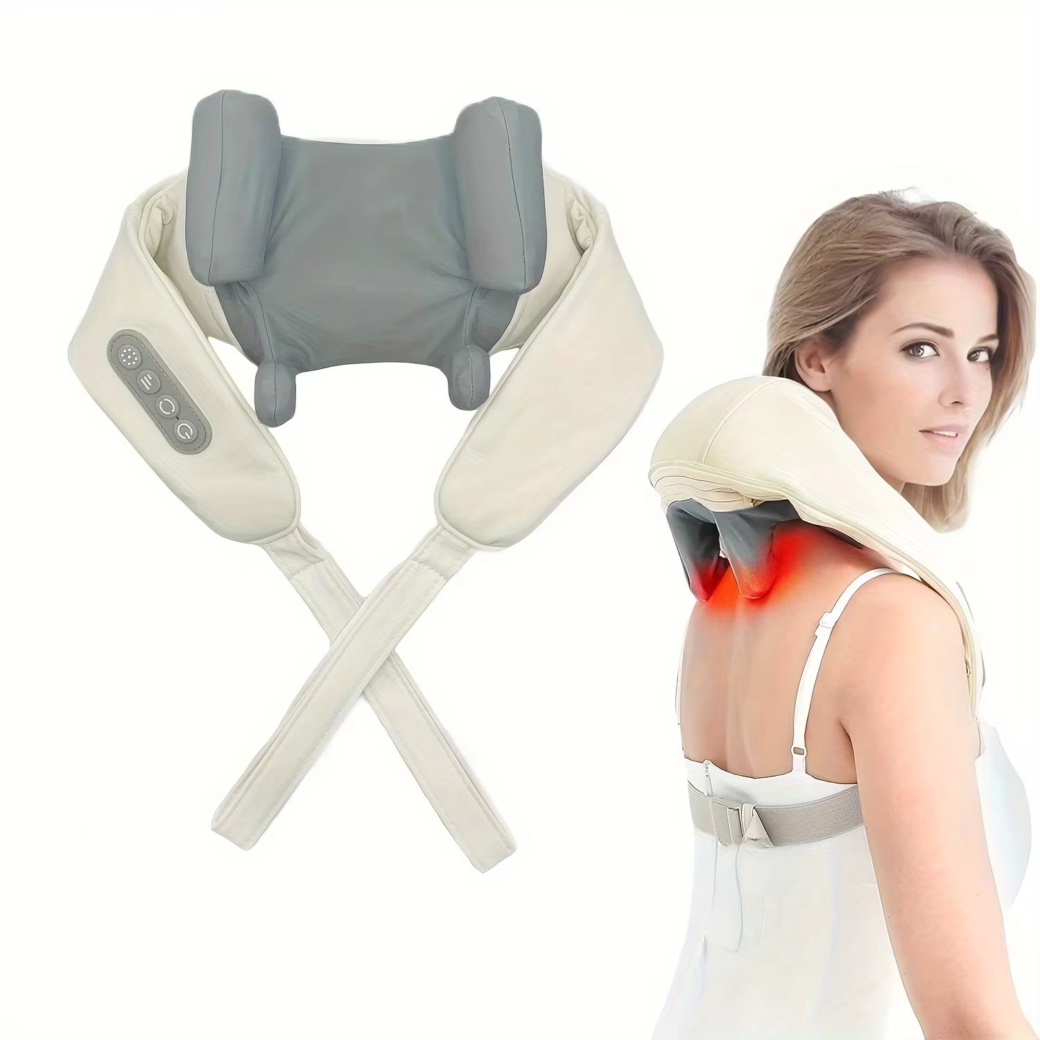 20W Shiatsu Neck Massager - Deep Tissue Relief for Trapezius Muscle Relaxation with Simulated Human Hand Kneading