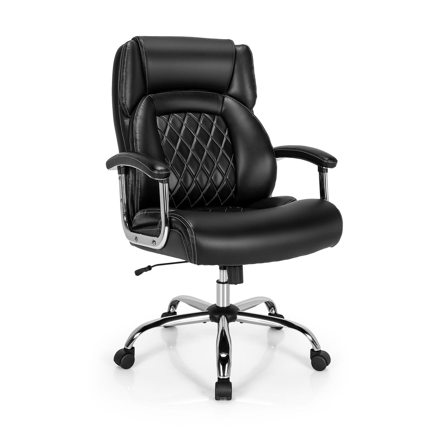 Executive Leather Office Chair with Rocking Functionality and Armrests