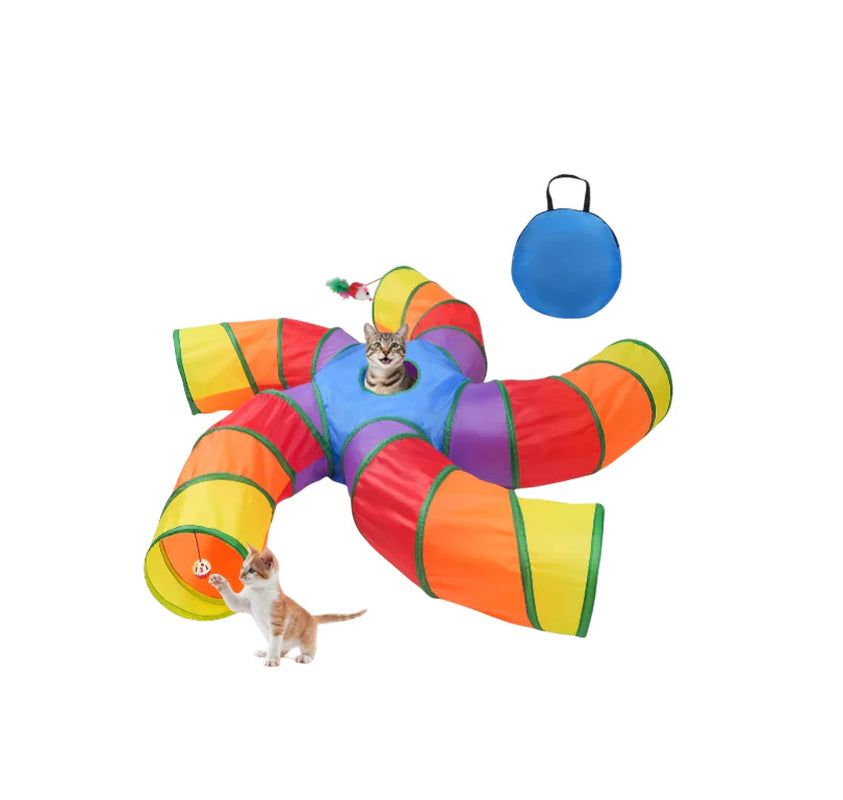 Cat Tunnels for Indoor Cats, Pet Tube Toy with Play Ball and Toy Mouse