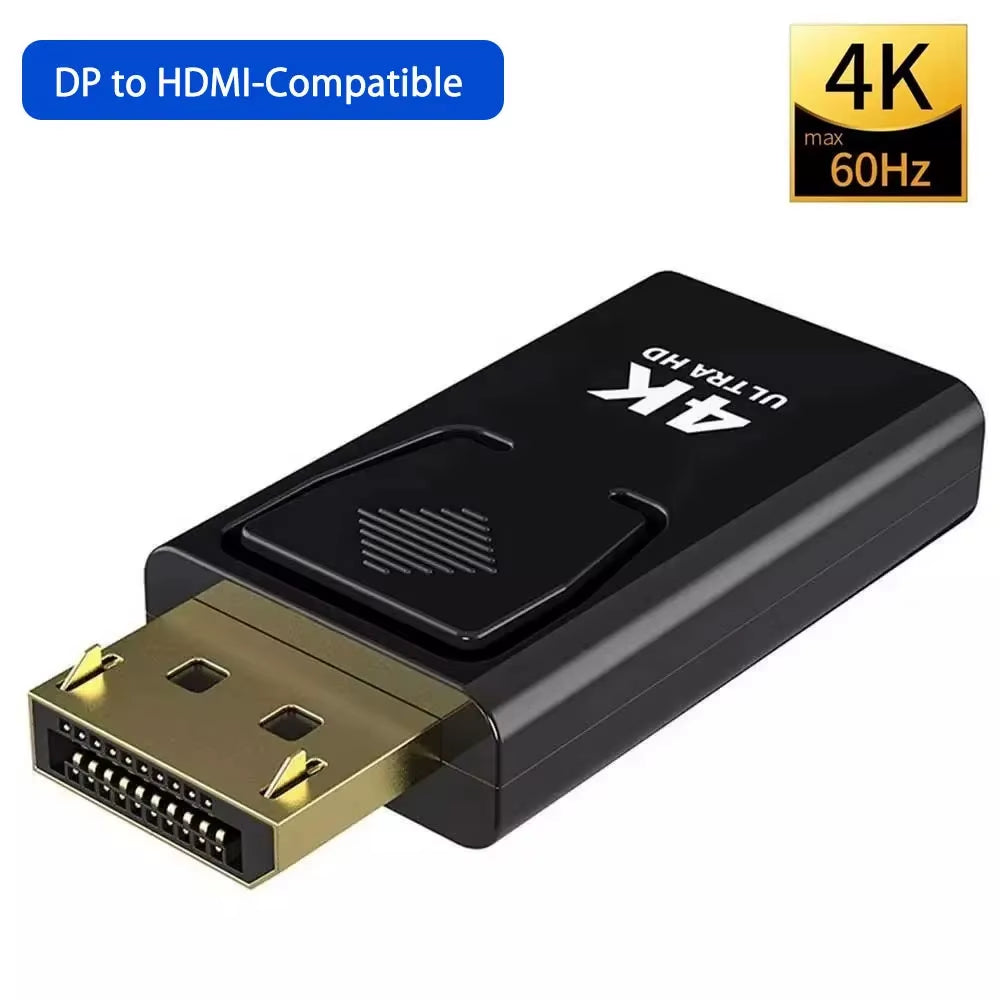 4K DisplayPort to HDMI Adapter - High-Quality DP to HDMI Converter for HDTV, PC & Laptop