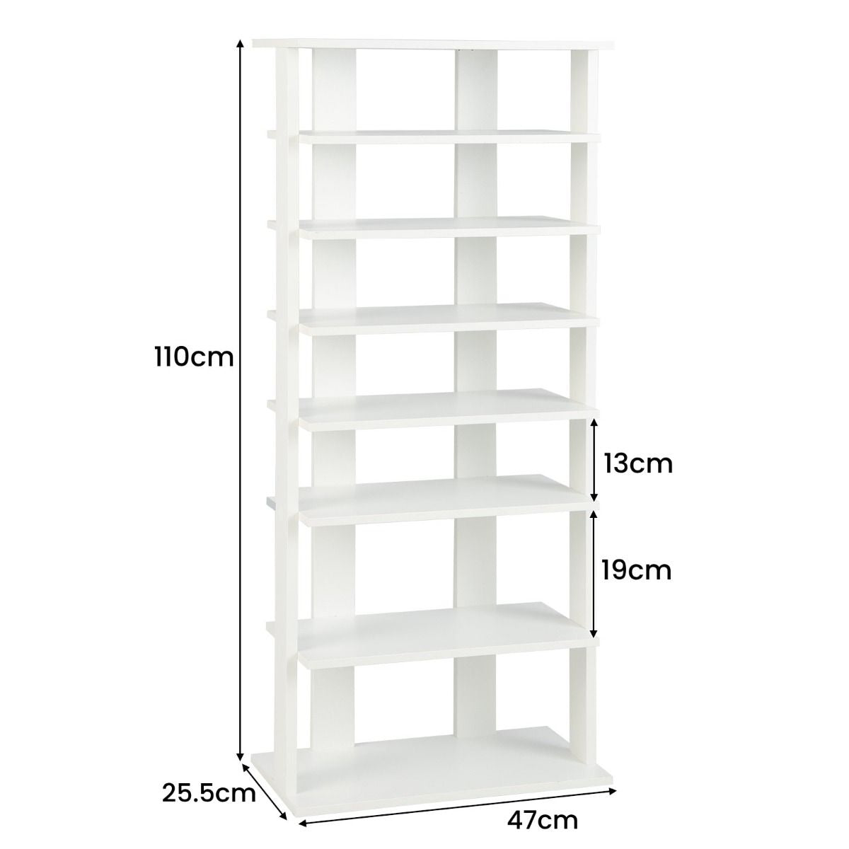 Extra Wide Vertical Wooden Shoe Rack with 7 Shelves
