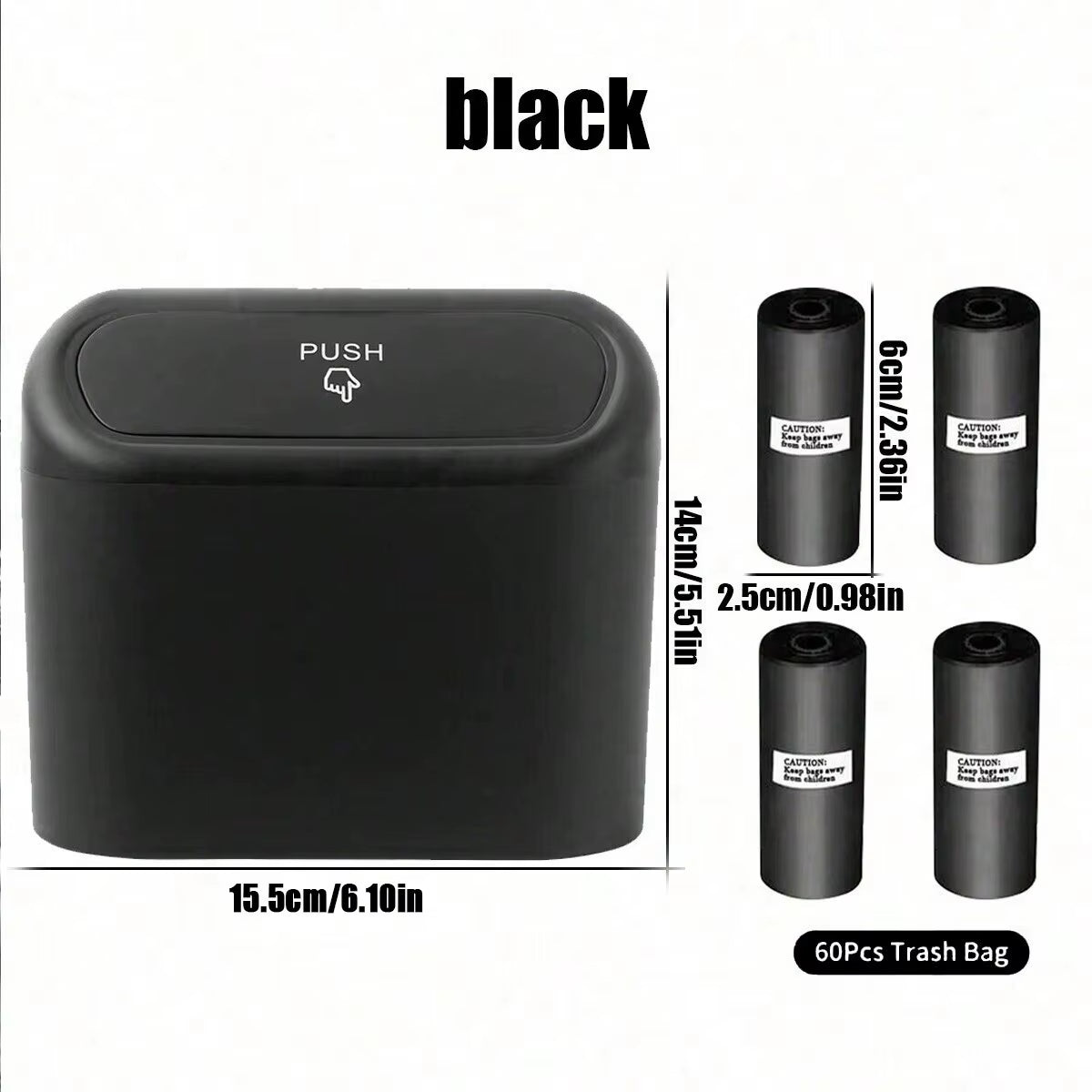 Car Trash Can with Lid - 4 Rolls of Garbage Bag, Leak-Proof, Portable Hanging Trash Can for Vehicle Organization