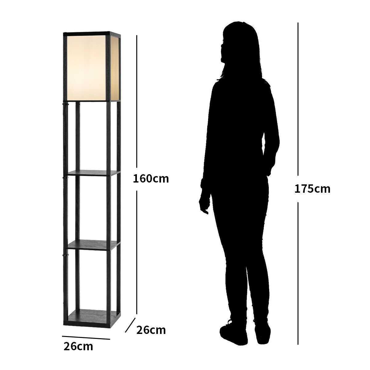 Freestanding Floor Lamp with Three-Tier Storage Shelf