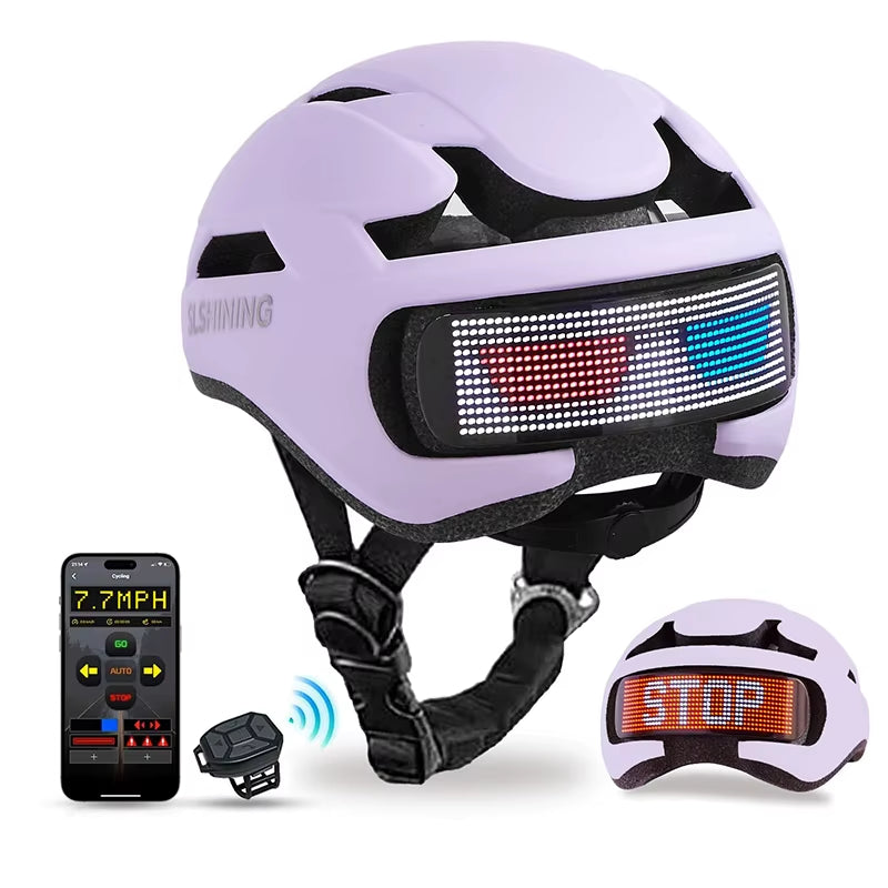 LED Bike Helmet with LED Display Screen Taillight Smart APP Control 
