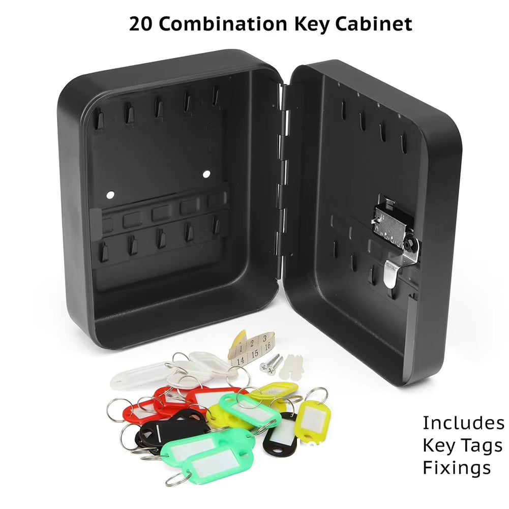 Secure Wall Mount Key Cabinet - Metal Key Storage Box with Code Lock for Home & Office, Holds Up to 20 Keys
