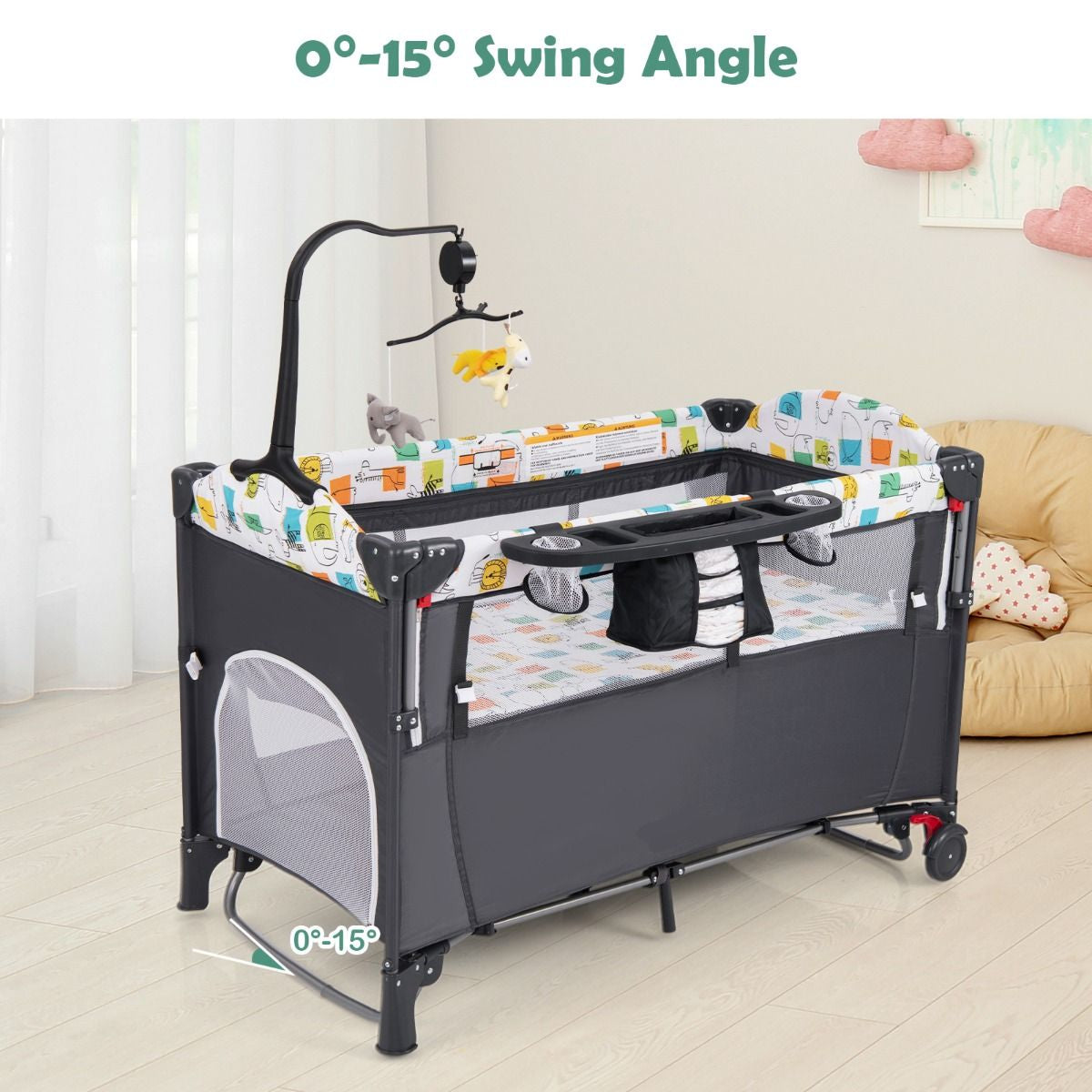 Versatile 5-in-1 Baby Bassinet & Bedside Sleeper with Nappy Changing Station and Fun Attached Toys