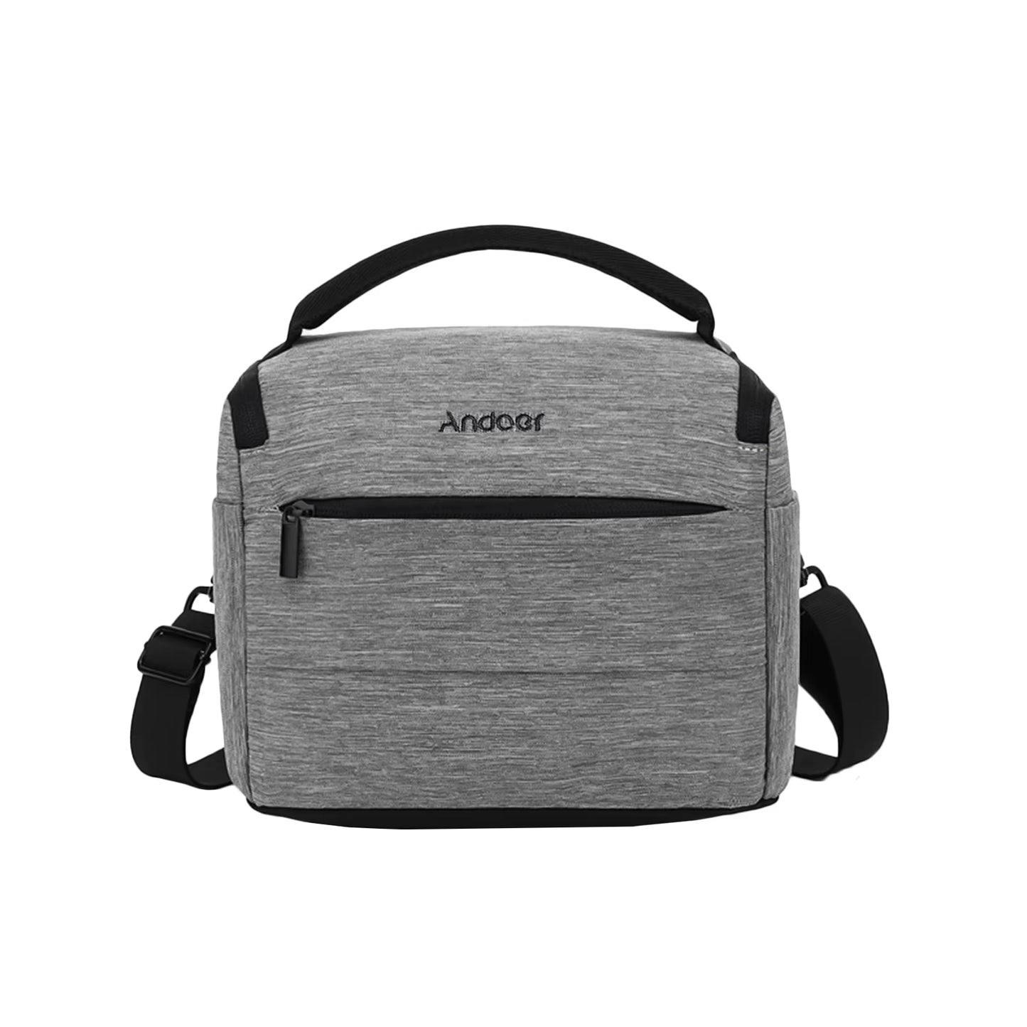 Stylish Cuboid DSLR Camera Shoulder Bag - Portable Polyester Case for 1 Camera, 2 Lenses & Accessories