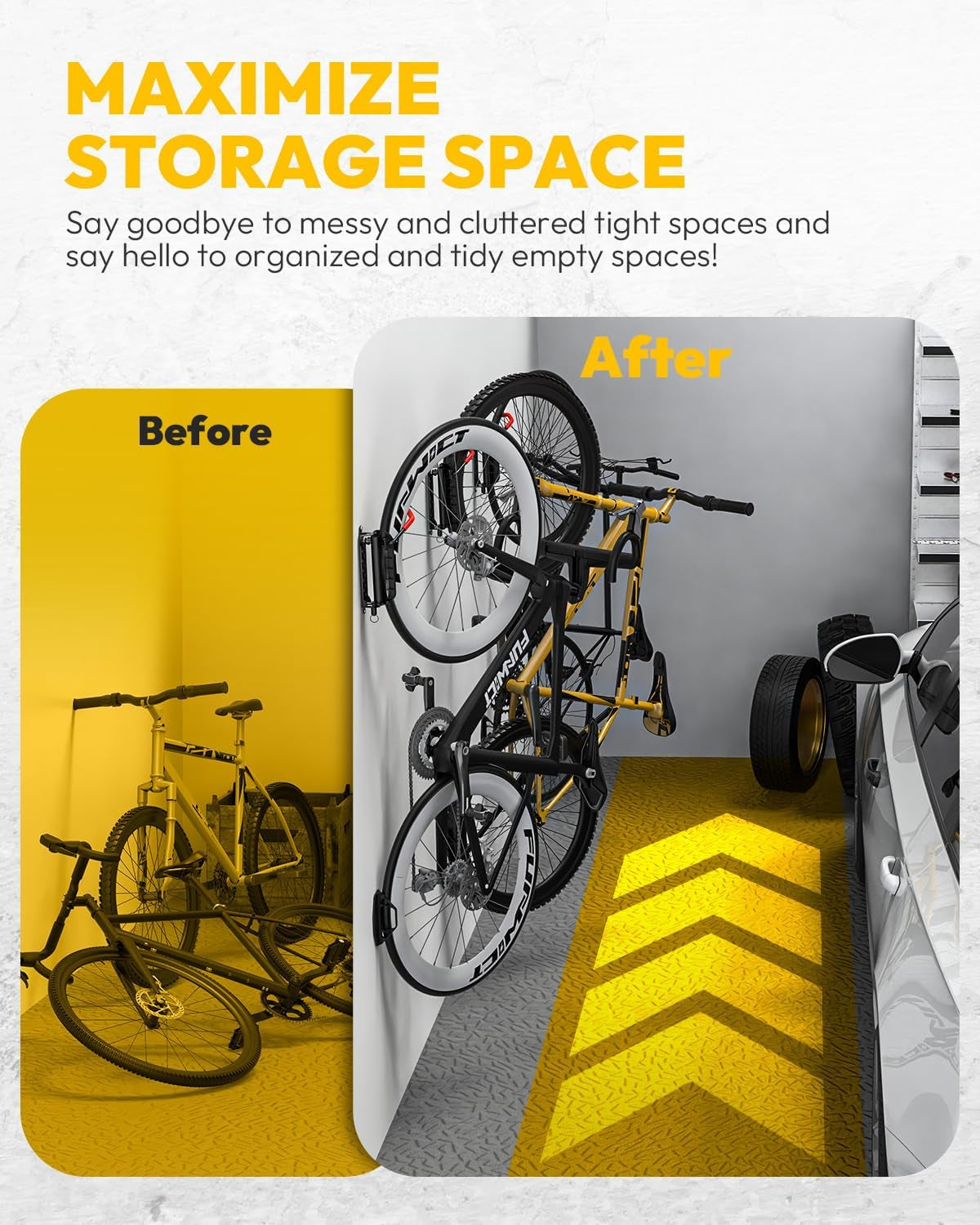 Maximize Your Space with Our Heavy-Duty Swivel Wall-Mounted Bike Storage Rack - Supports Bikes Up to 66 lbs for Indoor and Garage Use