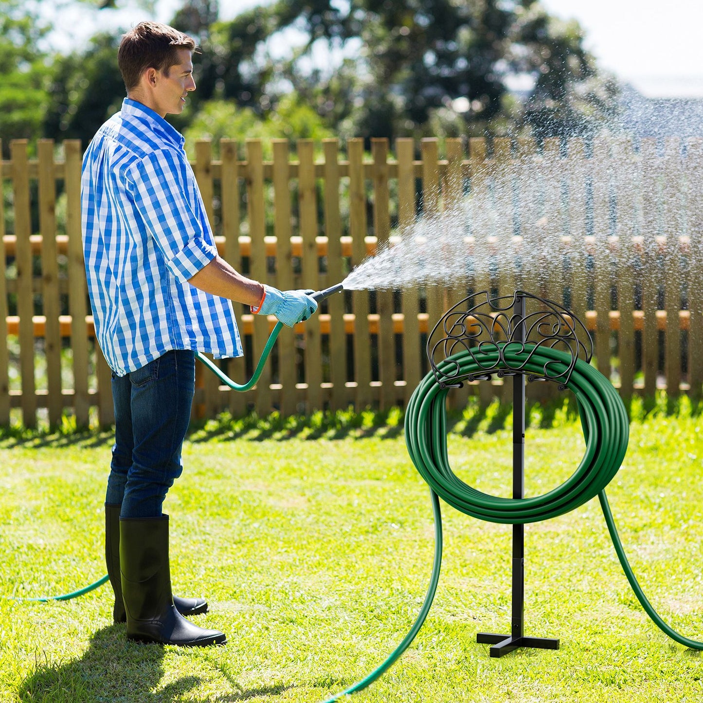 Outdoor Garden Hose Holder for Lawn and Landscape Use
